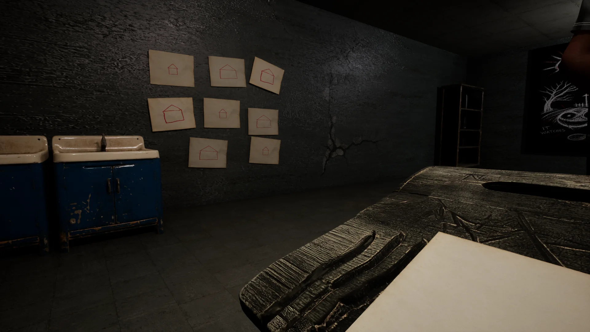 House drawings on classroom wall