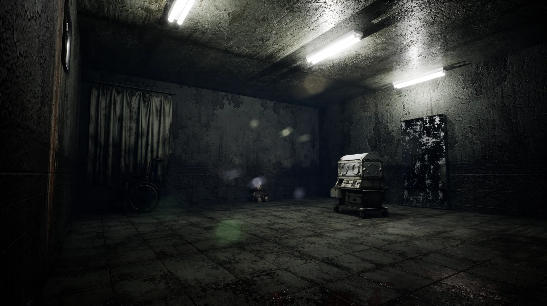 Dark room with medical equipment